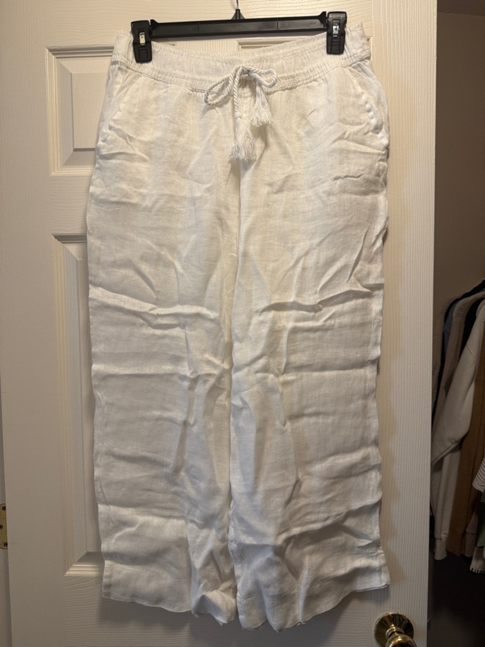 Cynthia Rowley White Drawstring Linen Pants